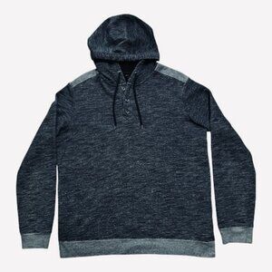 Marc Anthony Men's Dark Gray 1/4 Button Drawstring Hoodie Long Sleeve Size XL